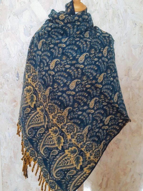 sjaal india diep blauw
