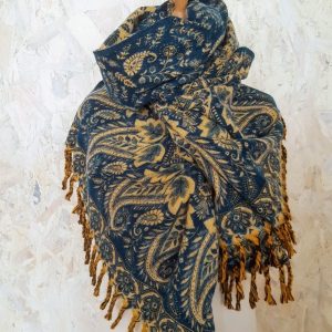 Sjaal india diep blauw