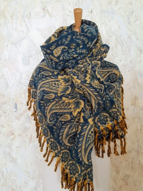 Sjaal india diep blauw