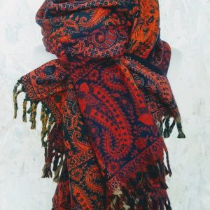 sjaal india blauw rood