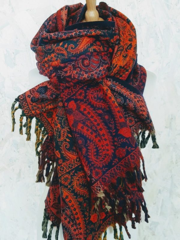sjaal india blauw rood